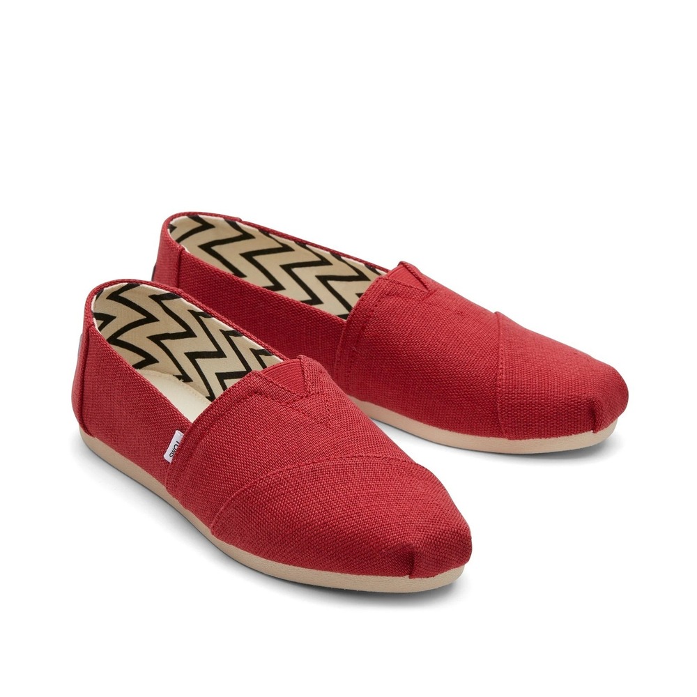 230. TOMS Women's Alpargata Loafer Flat Red Recycled Canvas in 9